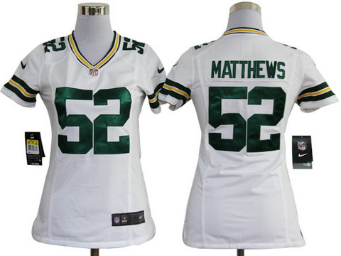 Nike game NFL Women Jerseys Green Bay Packers 52 matthews White